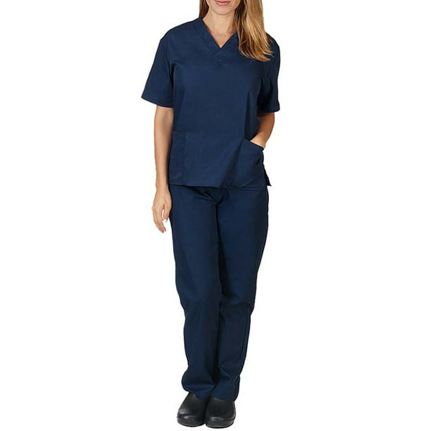 Womens Scrubs Set Doctor Nurse Uniform Hospital Pharmacy Workwear Medical Suit